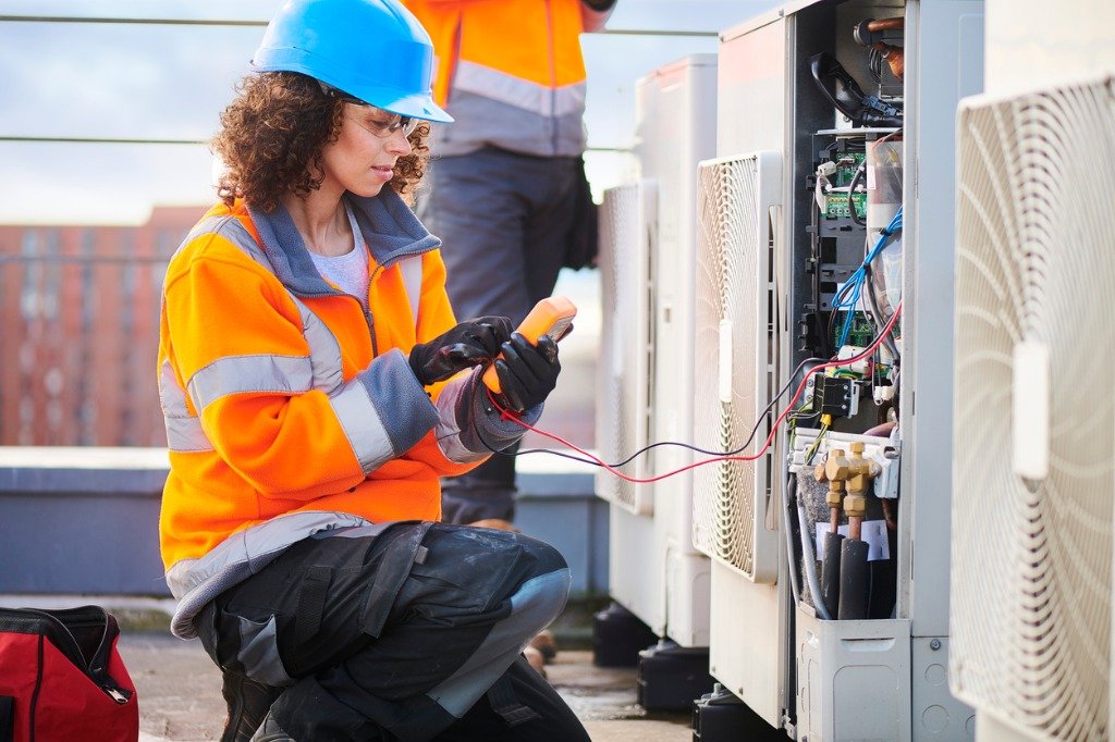 Professional HVAC technician working